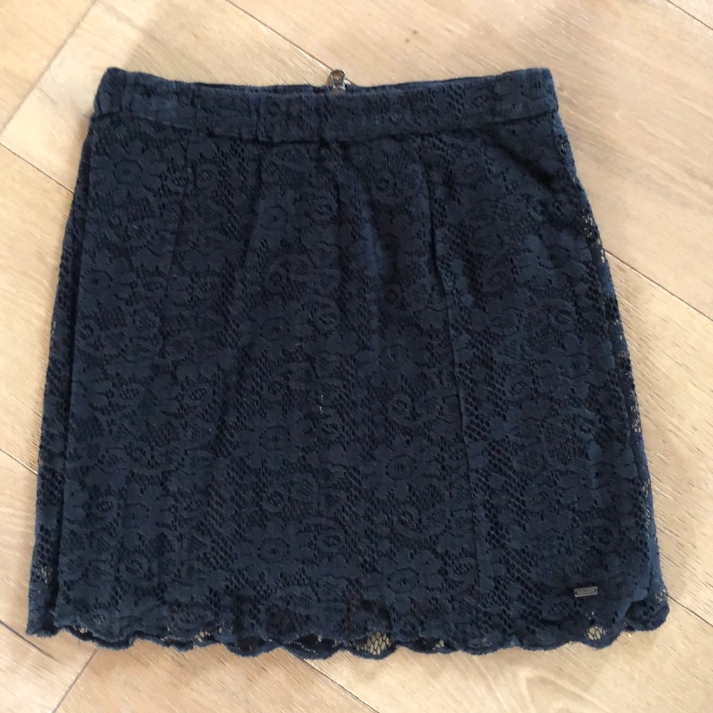 Black lace mini skirt